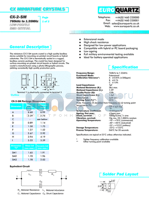 CX-2-SM31.0B datasheet - CX MINIATURE CRYSTALS