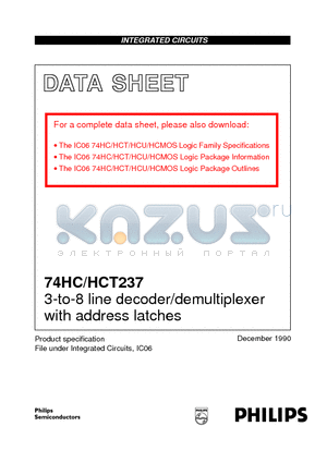 74HCT237N datasheet - 3-to-8 line decoder/demultiplexer with address latches