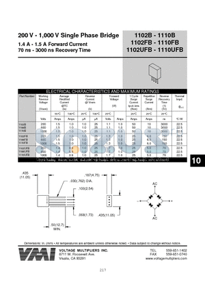 1102B datasheet - 200 V - 1,000 V Single Phase Bridge