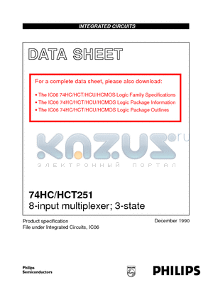 74HCT251N datasheet - 8-input multiplexer; 3-state
