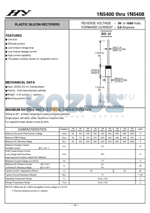 1N5407 datasheet - PLASTIC SILICON RECTIFIERS