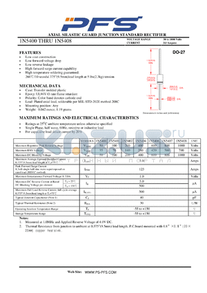 1N5407 datasheet - AXIAL SILASTIC GUARD JUNCTION STANDARD RECTIFIER