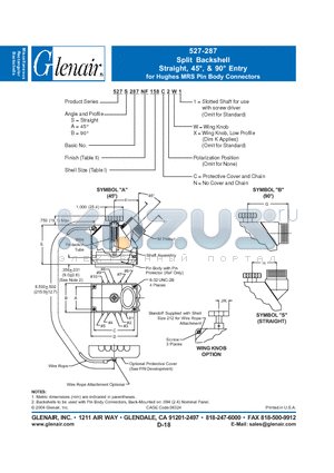 527A287M datasheet - Split Backshell for Hughes MRS Pin Body Connectors