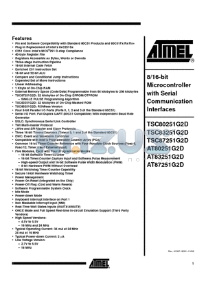 AT251G2DXXX-3CSUM datasheet - 8/16-bit Microcontroller with Serial Communication Interfaces