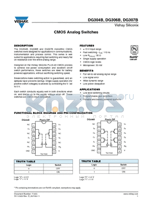 DG306BDJ-E3 datasheet - CMOS Analog Switches