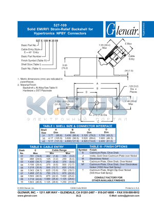 527E109B3105 datasheet - Solid EMI/RFI Strain-Relief Backshell for Hypertronics NPBY Connectors