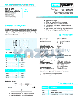 CX-3-SM21.0B datasheet - CX MINIATURE CRYSTALS