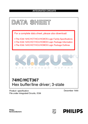 74HCT367PW datasheet - Hex buffer/line driver; 3-state