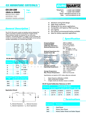 CX-3HC-SM132.768B datasheet - CX MINIATURE CRYSTALS