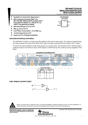 CAHCT1G126QDCKRG4Q datasheet - SINGLE BUS BUFFER GATE WITH 3-STATE OUTPUT