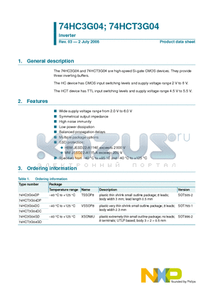 74HCT3G04DP datasheet - Inverter