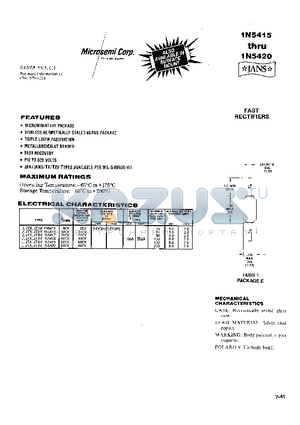 1N5415 datasheet - FAST RECTIFIERS