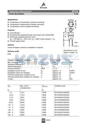 B57045K0154K000 datasheet - Temperature compensation (chassis mounting)