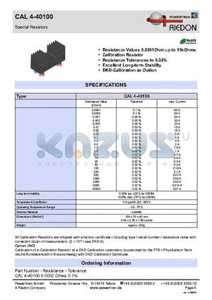CAL4-40100 datasheet - Special Resistors