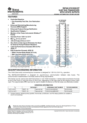 CALVCH16245MDLREP datasheet - 16-BIT BUS TRANSCEIVER WITH 3-STATE OUTPUTS