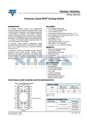 DG333A datasheet - Precision Quad SPDT Analog Switch