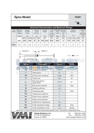1N5420 datasheet - Spice Model