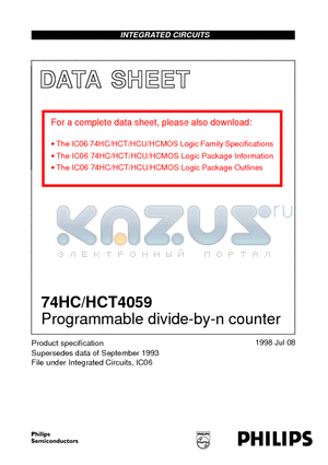 74HCT4059N datasheet - Programmable divide-by-n counter