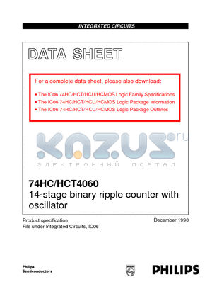 74HCT4060 datasheet - 14-stage binary ripple counter with oscillator