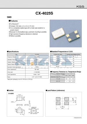 CX-4025S datasheet - For Bluetooth