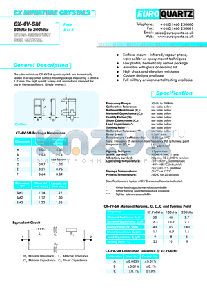 CX-4V-SM232.768C datasheet - CX MINIATURE CRYSTALS