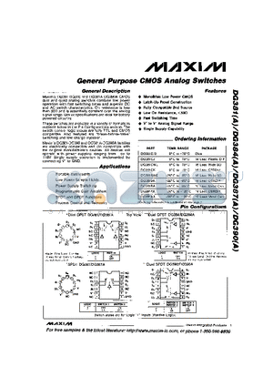 DG387ABK datasheet - General Purpose CMOS Analog Switches