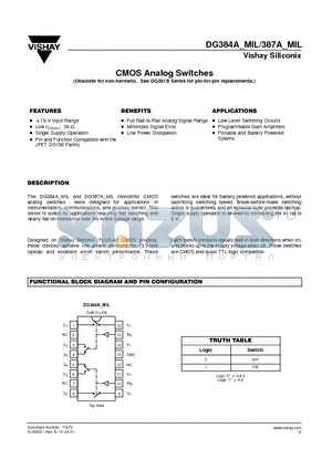 DG387A_MIL datasheet - CMOS Analog Switches