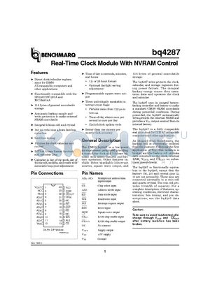 BQ4287MT- datasheet - Real-Time Clock Module With NVRAM Control