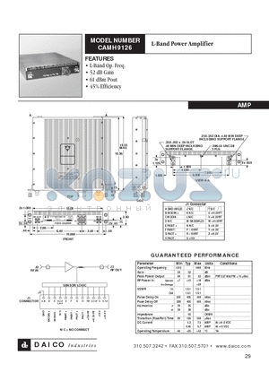 CAMH9126 datasheet - L-Band Power Amplifier