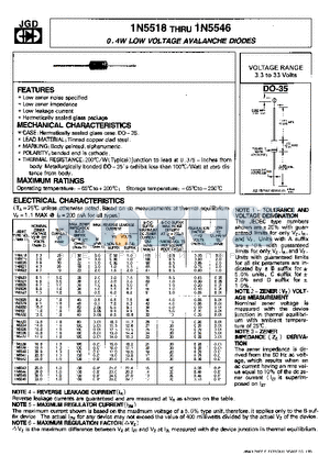 1N5518C datasheet - 0.4W LOW VOLTAGE AVALANCHE DIODES