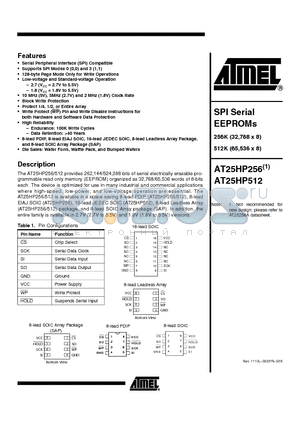 AT25HP512 datasheet - SPI Serial EEPROMs