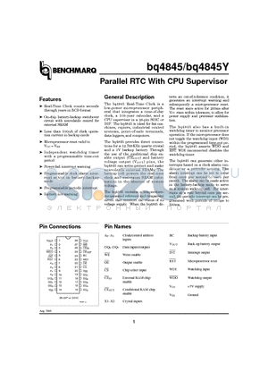 BQ4845P-N datasheet - Parallel RTC With CPU Supervisor