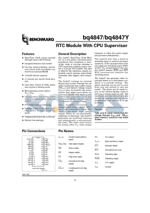 BQ4847MT datasheet - RTC Module With CPU Supervisor