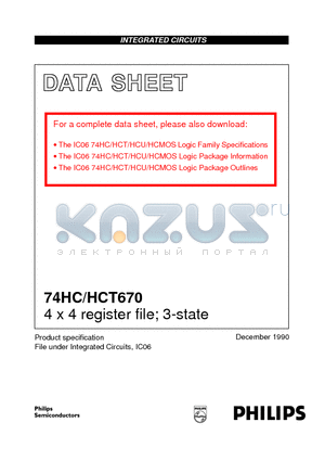 74HCT670N datasheet - 4 x 4 register file; 3-state