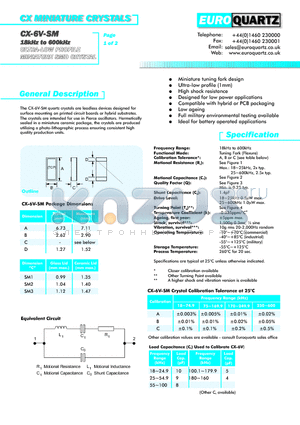 CX-6VC-SM132.768A datasheet - CX MINIATURE CRYSTALS