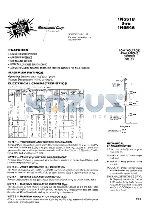 1N5521 datasheet - LOW VOLTAGE AVALANCHE DIODES DO-35