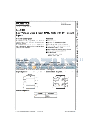 74LCX00M datasheet - Low Voltage Quad 2-Input NAND Gate with 5V Tolerant Inputs