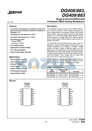 DG408883 datasheet - Single 8-Channel/Differential 4-Channel CMOS Analog Multiplexers