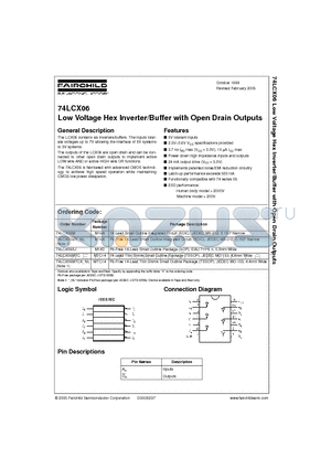 74LCX06MX datasheet - Low Voltage Hex Inverter/Buffer with Open Drain Outputs