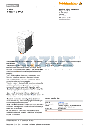 1104410000 datasheet - Electronics housings, CH20M black, Base with orange clip-in foot, Width: 45 mm