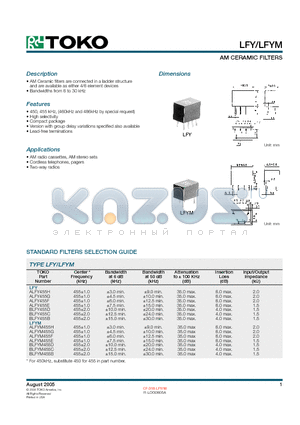 ALFYM455G datasheet - AM CERAMIC FILTERS