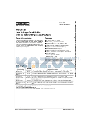74LCX125MX_NL datasheet - Low Voltage Quad Buffer with 5V Tolerant Inputs and Outputs