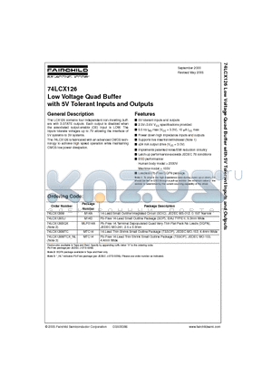 74LCX126M datasheet - Low Voltage Quad Buffer with 5V Tolerant Inputs and Outputs