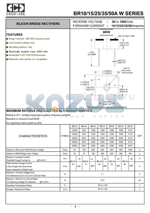 BR-W15005 datasheet - SILICON BRIDGE RECTIFIERS