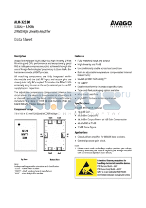 ALM-32320-BLKG datasheet - 3.3GHz 3.9GHz 2 Watt High Linearity Amplifier