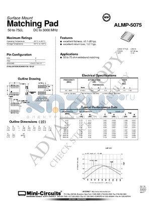 ALMP-5075 datasheet - Surface Mount Matching Pad