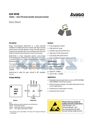 ALM-38140 datasheet - 50MHz - 4GHz PIN Diode Variable Attenuator Module