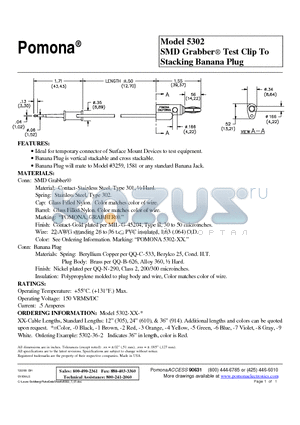 5302 datasheet - SMD Grabber Test Clip To Stacking Banana Plug