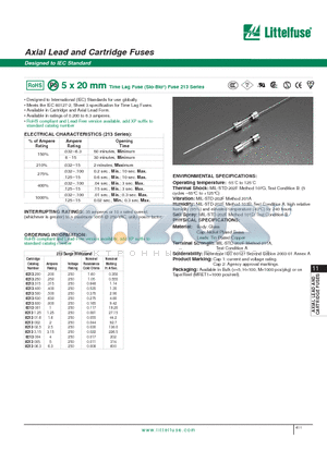 0213.400 datasheet - Axial Lead and Cartridge Fuses - Designed to IEC Standard