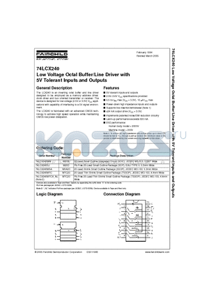 74LCX240MSA datasheet - Low Voltage Octal Buffer/Line Driver with 5V Tolerant Inputs and Outputs